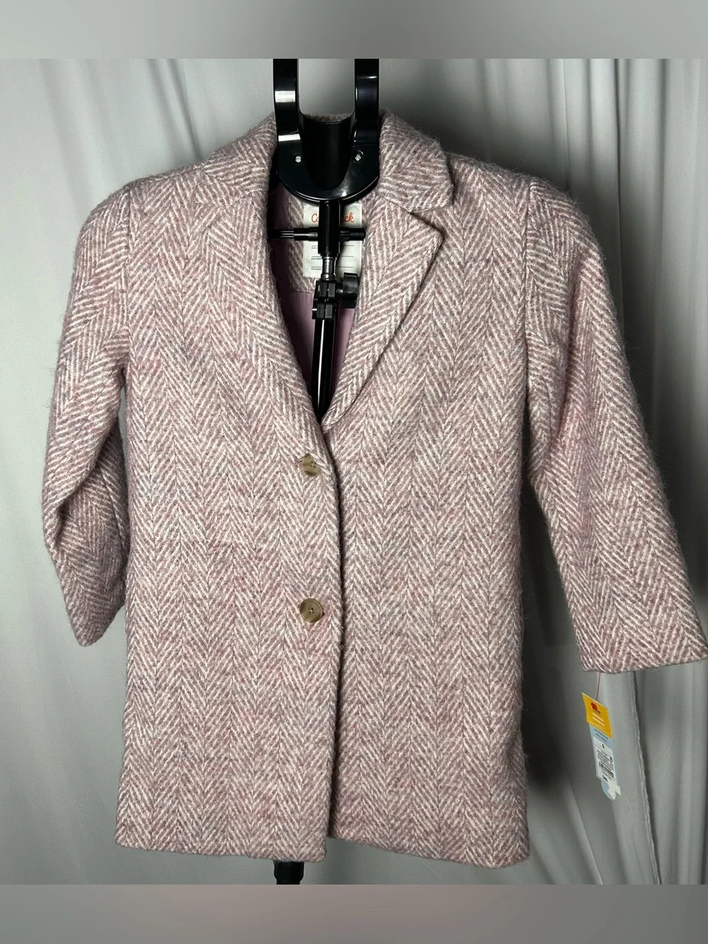 Cat & Jack Pink Herringbone Pea Coat